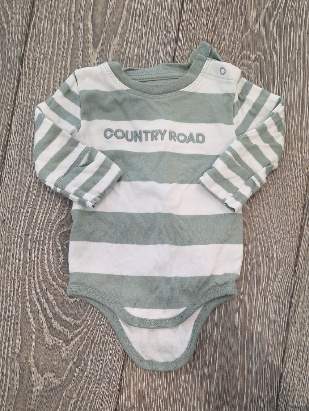 Country Road Sage & White Striped Bodysuit | 0-3M